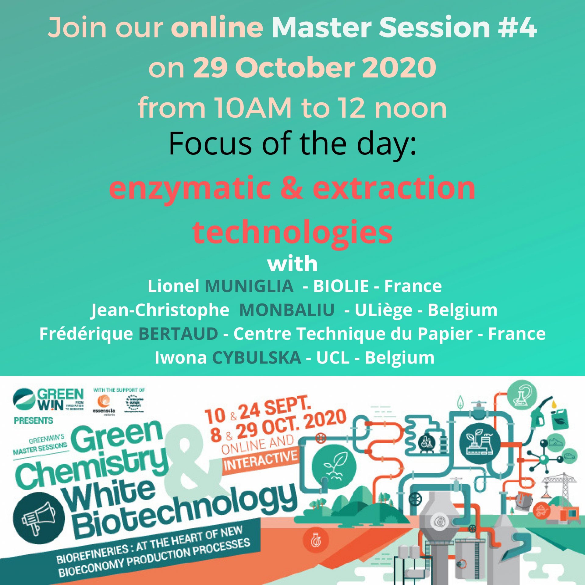Join us on the last of our 4 Master Sessions, on New Technologies and on enzymatic and extraction technologies