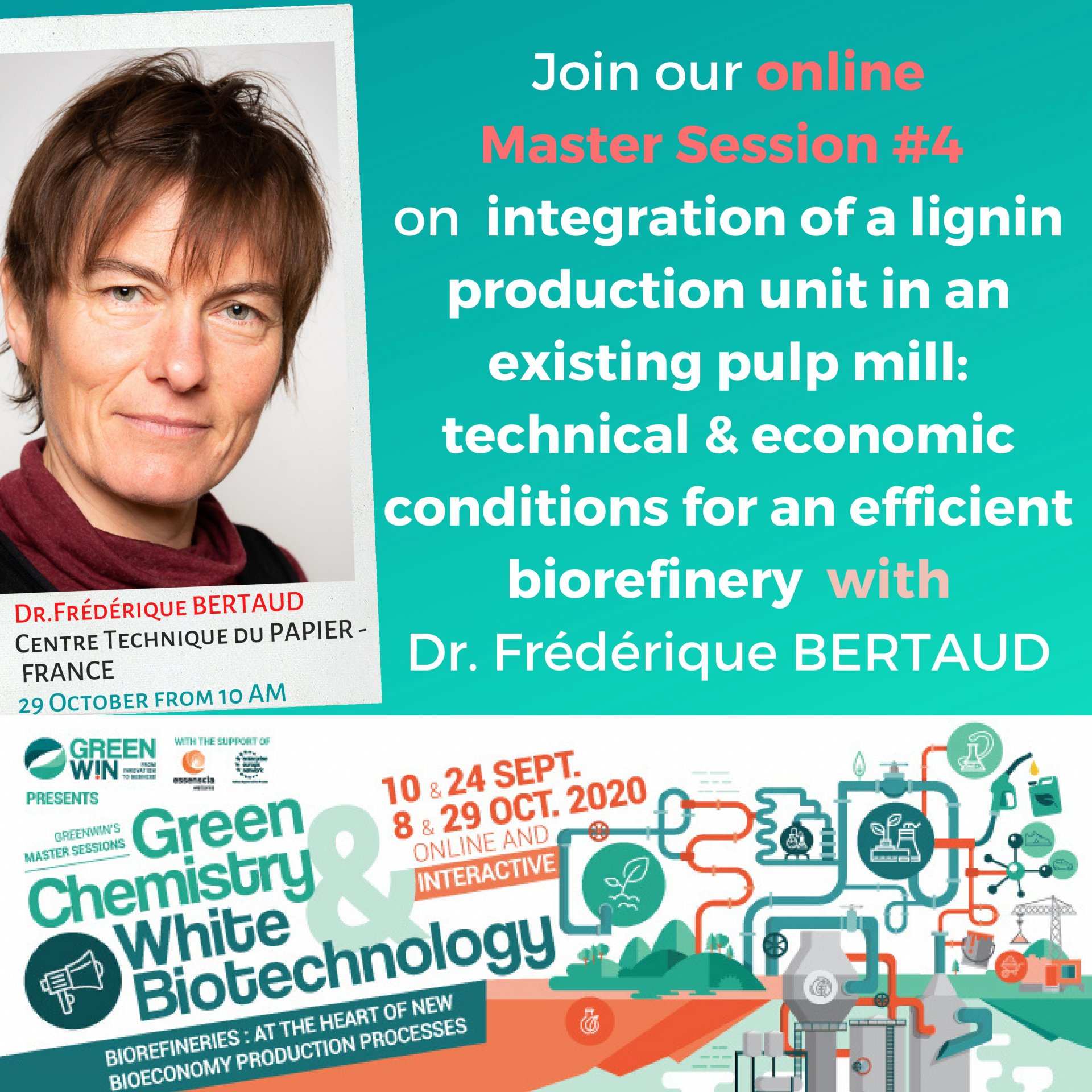 Meet Dr Frédérique BERTAUD, from Centre Technique du Papier - France, at our online Master Session #4 on 29 October from 10AM