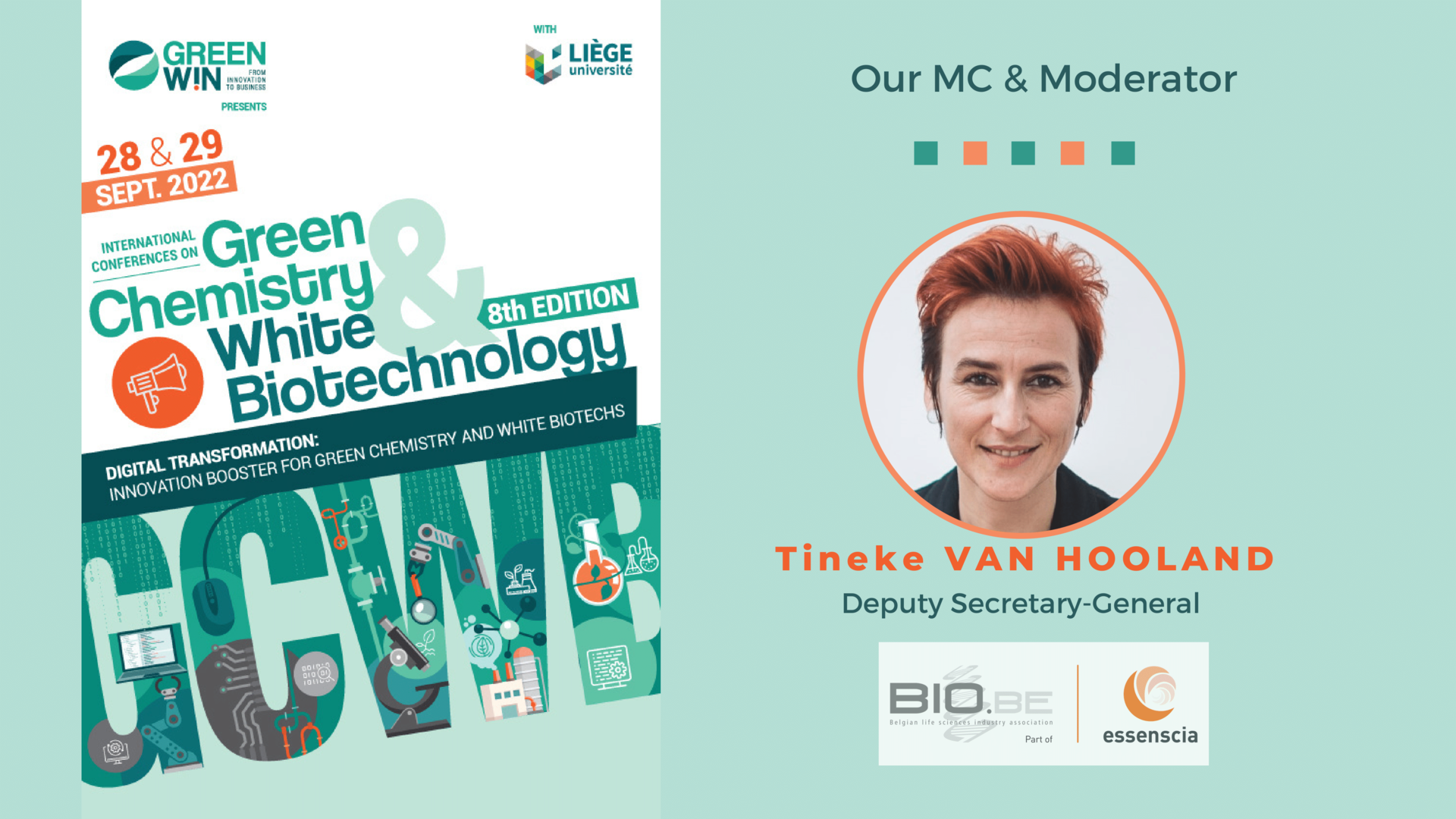 Meet our Mistress of Ceremony at GreenWin’s Conferences on Green Chemistry & White Biotech.