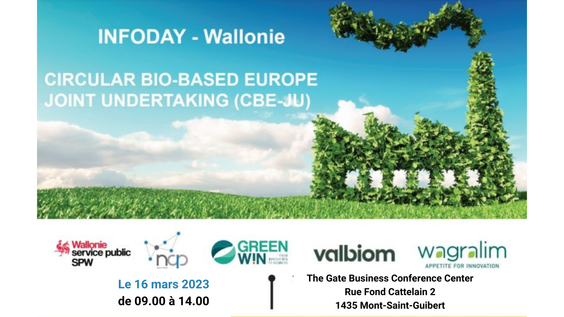 Participez à l'Info Day  de Circular Bio-based Europe Joint Undertaking (CBE JU, le 16 mars 2023 à Mont-Saint-Guibert