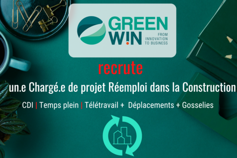 GreenWin recrute un.e Responsable de Projet Réemploi dans la Construction