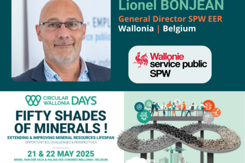 Lionel BONJEAN, Director General of SPW Economie Emploi Recherche, will close the plenary session of Circular Wallonia Days on 21 May at the Van Der Valk Hotel & Congress in Mons.
