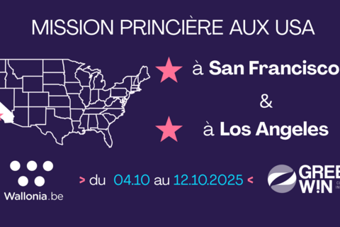 GreenWin vous propose de participer à une mission économique et commerciale sur la Côte ouest des Etats-Unis  du 4 au 12 octobre 2025, sous la présidence de SAR la Princesse Astrid de Belgique